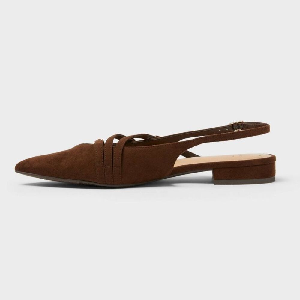 Open Box - A New Day - Women's Twiggy Multi Buckle Mini Heel Flats with M Brown - Picture 2 of 4